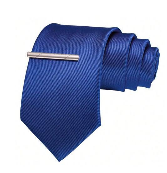 Groomsmen Solid Color Wedding Tie Haze Blue with Clip