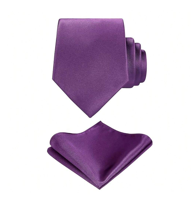 Wedding Tie & Pocket Square Set Purple