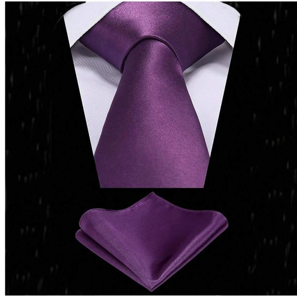 Wedding Tie & Pocket Square Set Purple