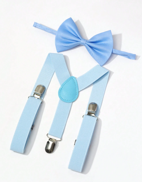 Page Boy Bow Tie And Suspender Set Sky Blue