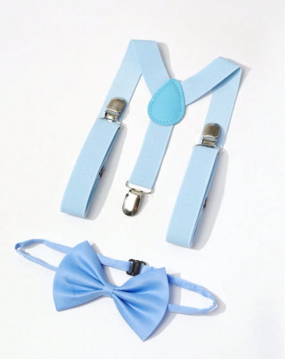 Page Boy Bow Tie And Suspender Set Sky Blue