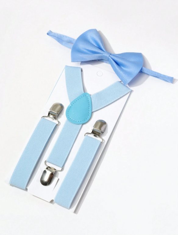 Page Boy Bow Tie And Suspender Set Sky Blue