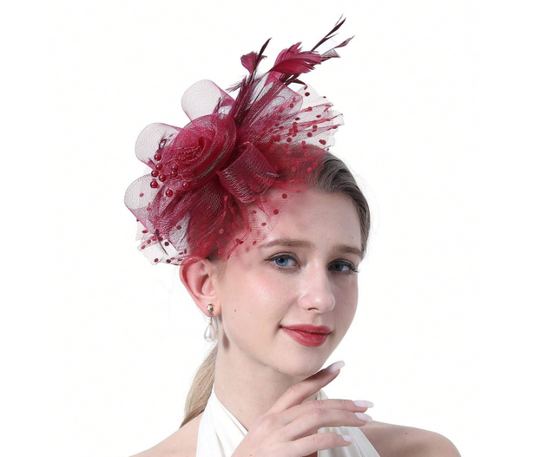 Burgundy Fascinator