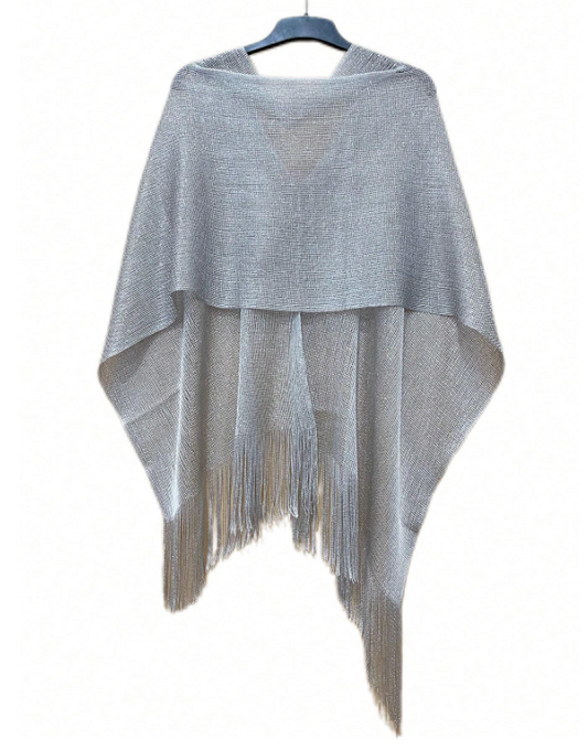 Elegant Poncho Shawl Silver