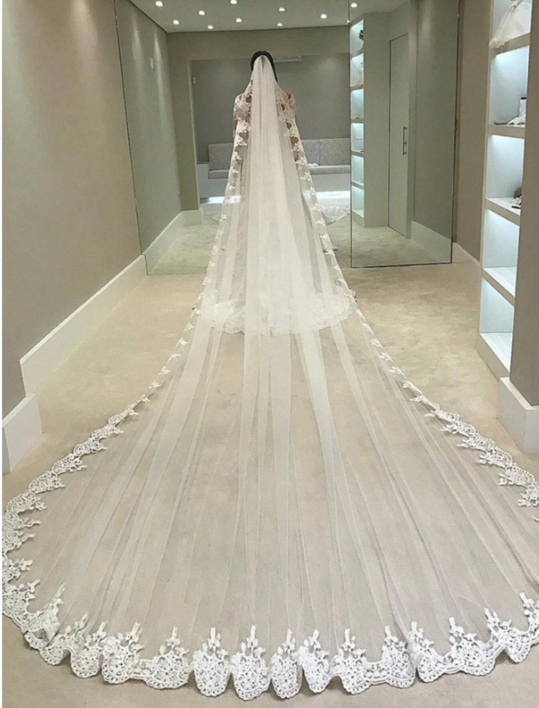 3Meters Full Edge Lace Tulle Bridal Veil