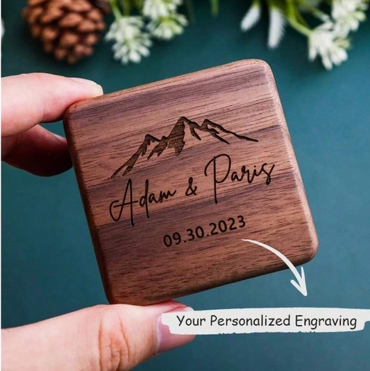 Personalized Wooden Wedding Engagement Ring Box