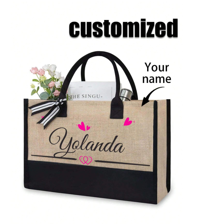 Personalized Custom Burlap Tote Bag