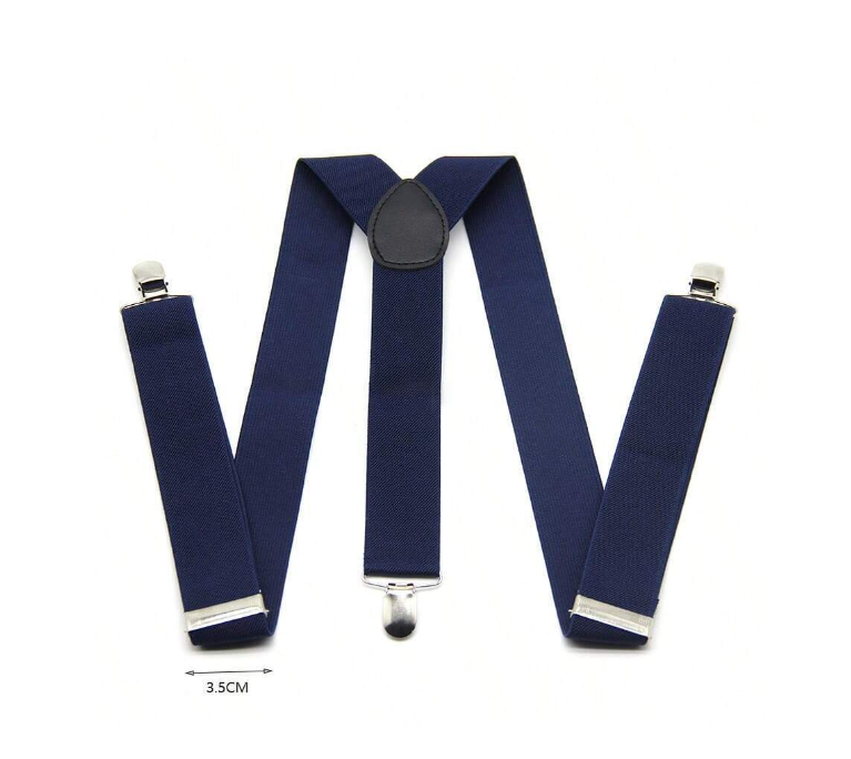 Mens Navy Solid Color Suspenders