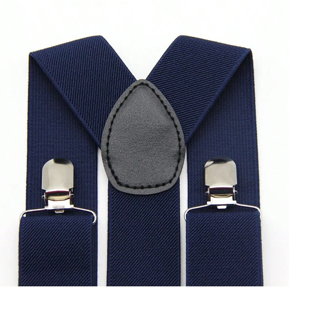 Mens Navy Solid Color Suspenders