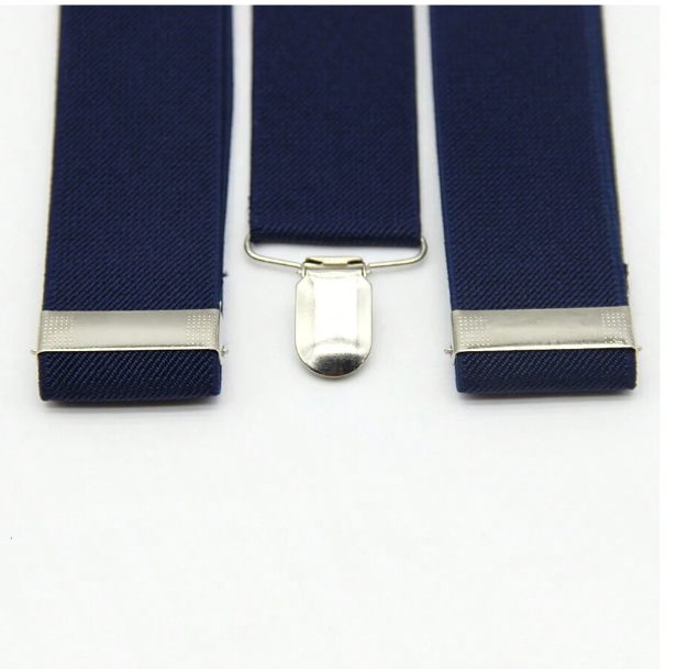 Mens Navy Solid Color Suspenders