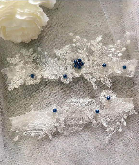 Set Garter Lace Embroidery Floral Garter