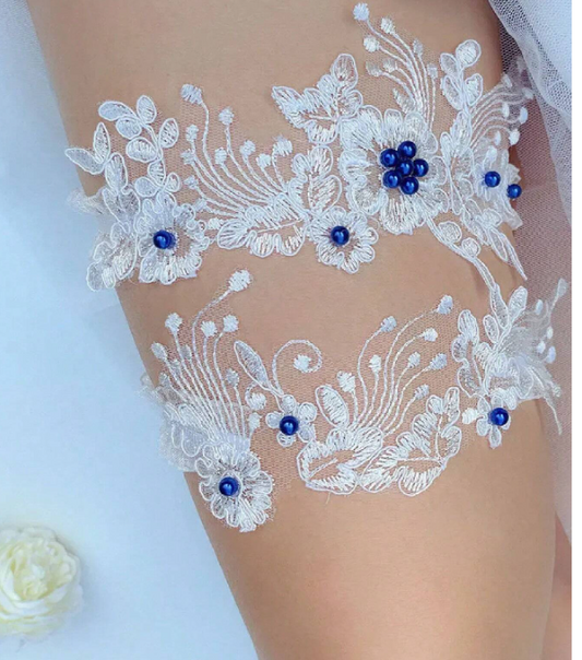 Set Garter Lace Embroidery Floral Garter