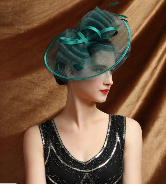 Cocktail Flower Mesh Headwear Teal