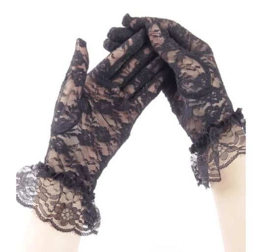 Black Gothic Mesh Lace Gloves