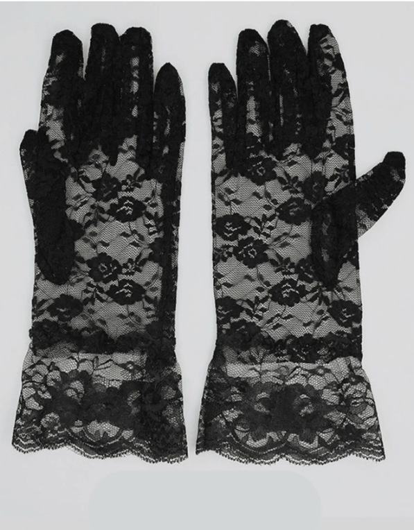 Black Gothic Mesh Lace Gloves