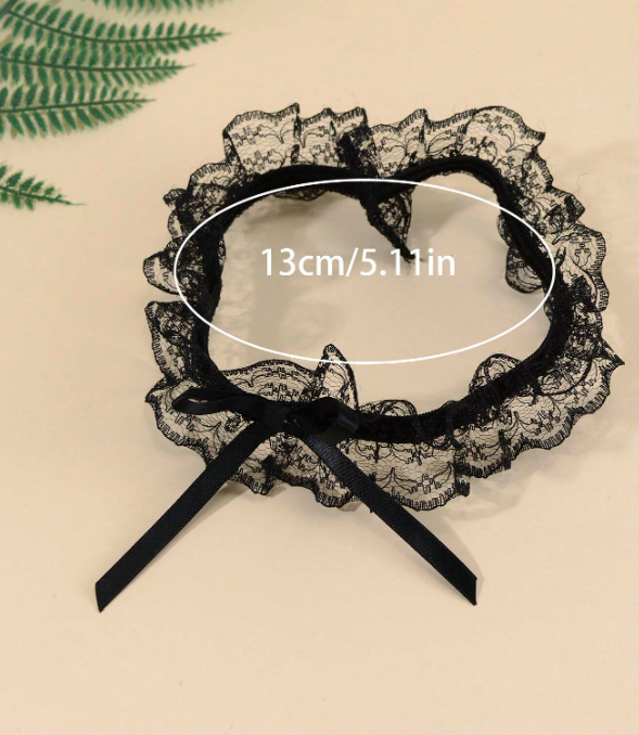 Black Lace Floral Bowknot Garter