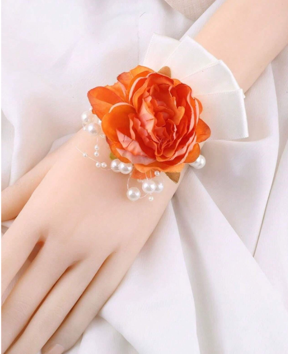 Bridesmaids Orange Wrist Corsage