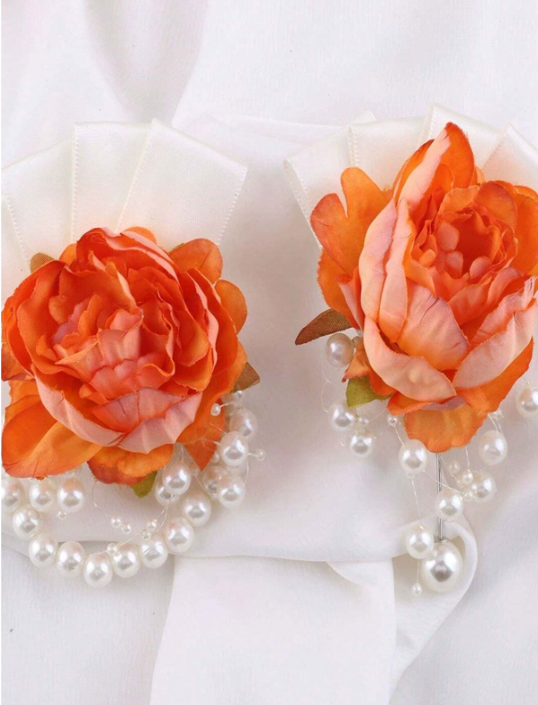 Bridesmaids Orange Wrist Corsage