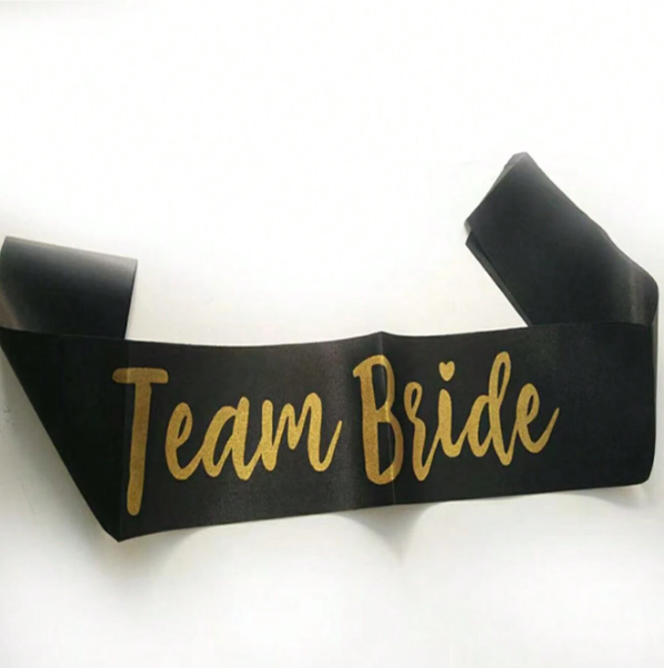 Bride & Bridesmaid 7pcs Black Text On White Sash Set