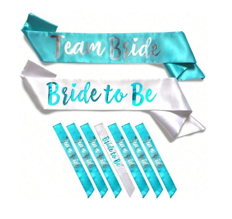 Bride & Bridesmaid Sash 7pcs Turquoise Set