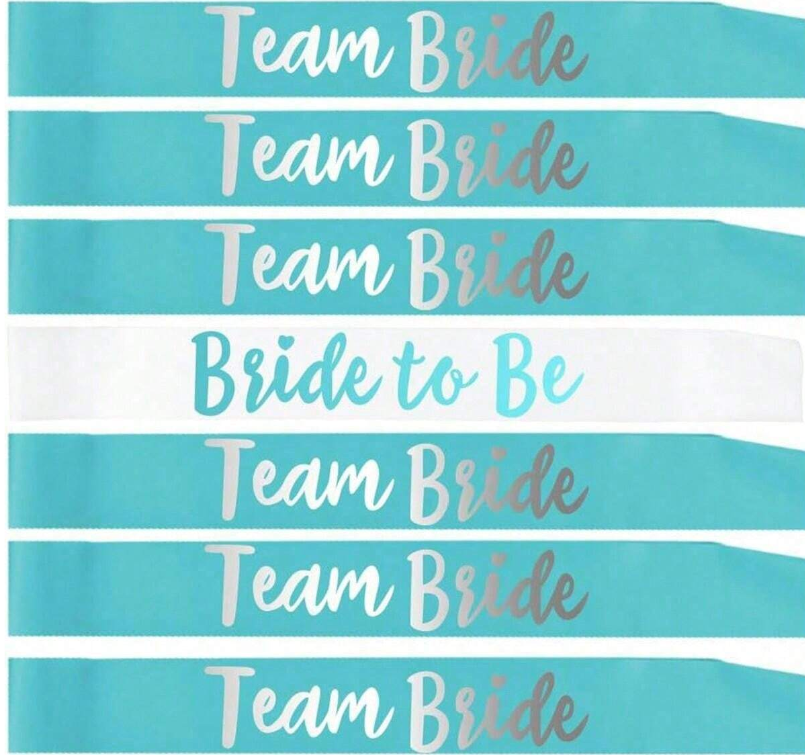 Bride & Bridesmaid Sash 7pcs Turquoise Set