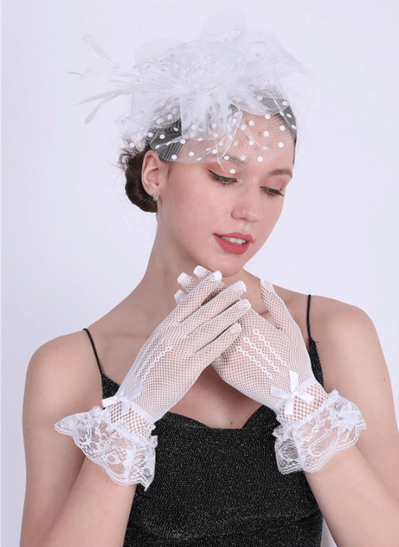 Fascinator And Lace Gloves Set