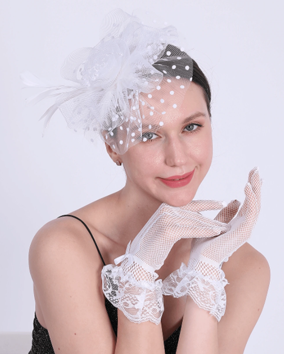 Fascinator And Lace Gloves Set