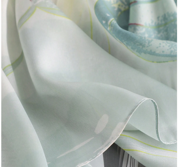 Elegant Shiny Print Satin Scarf, Lightweight