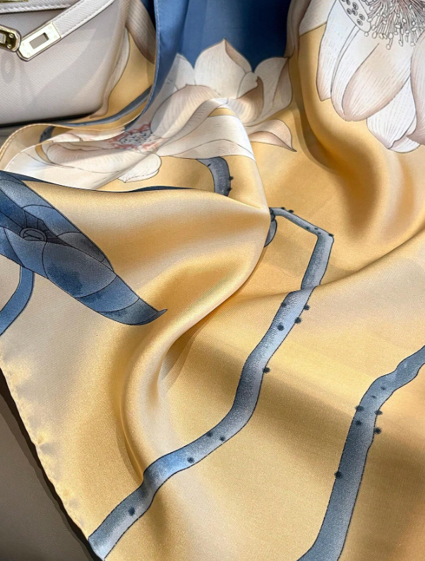 Shiny Satin Printed Long Scarf