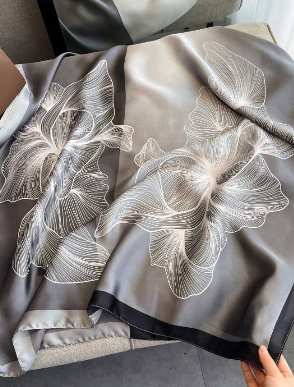 Simulation Silk Flower Printed Scarf