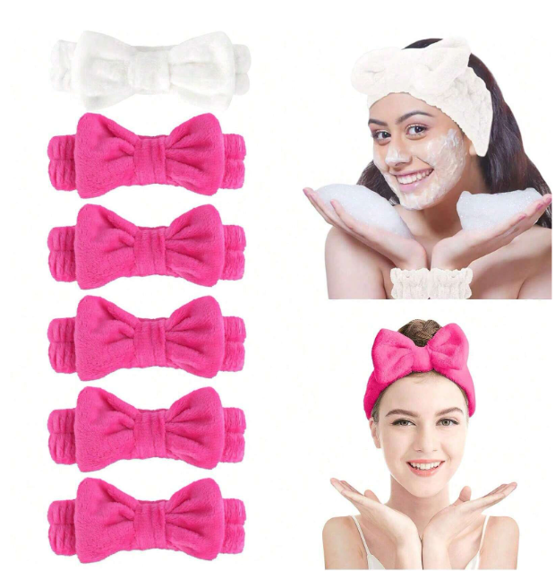 6 pcs Spa Headband Set Hot Pink