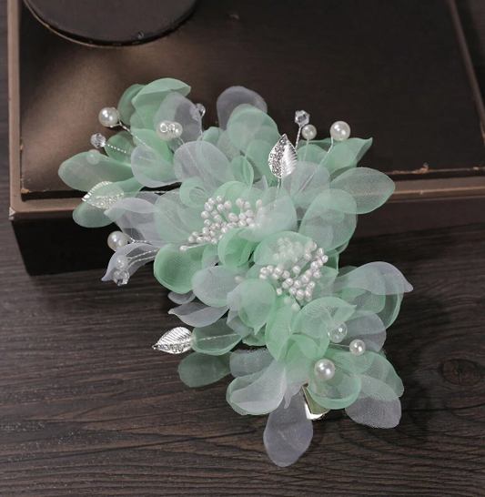 Mint Green Organza Hair Clip