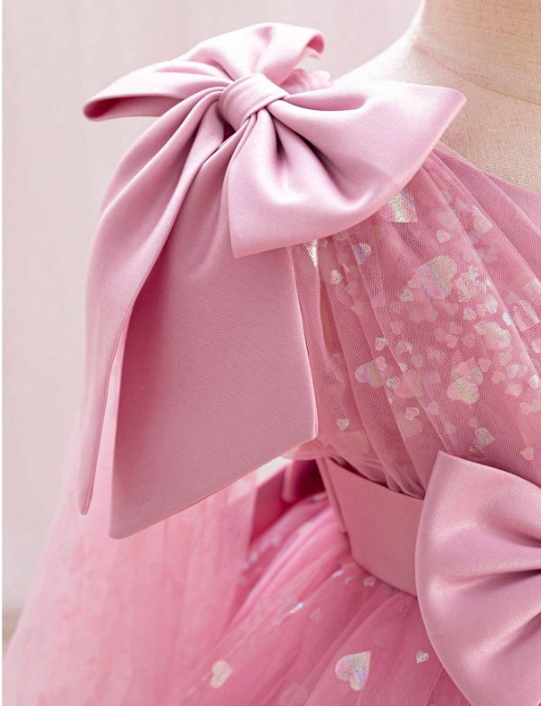 Bow Decor Mesh Patchwork High-End Design Party Princess Dress