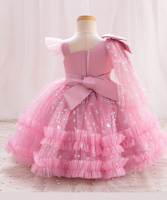 Bow Decor Mesh Patchwork High-End Design Party Princess Dress