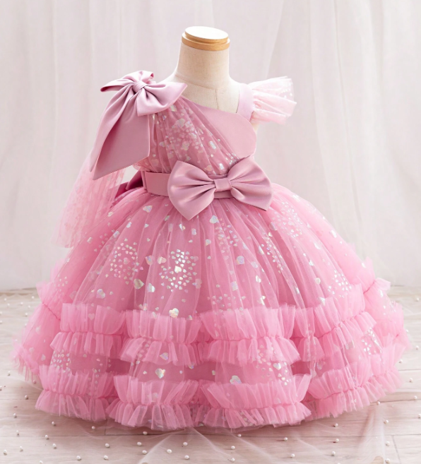 Bow Decor Mesh Patchwork High-End Design Party Princess Dress