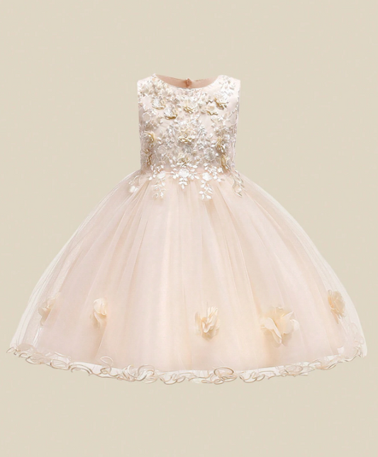 Tween Girl Formal Dress In Solid Color  With 3D Flower Decoration