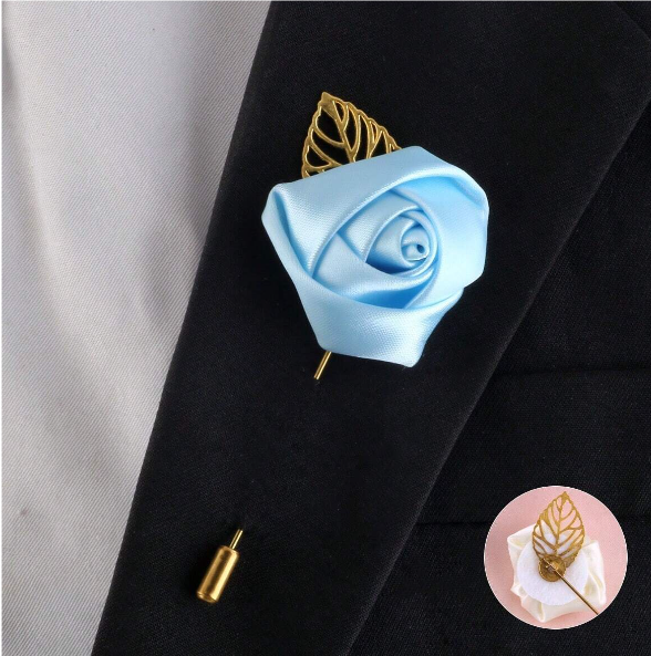 Groomsmen Wedding Boutonniere  Baby Blue