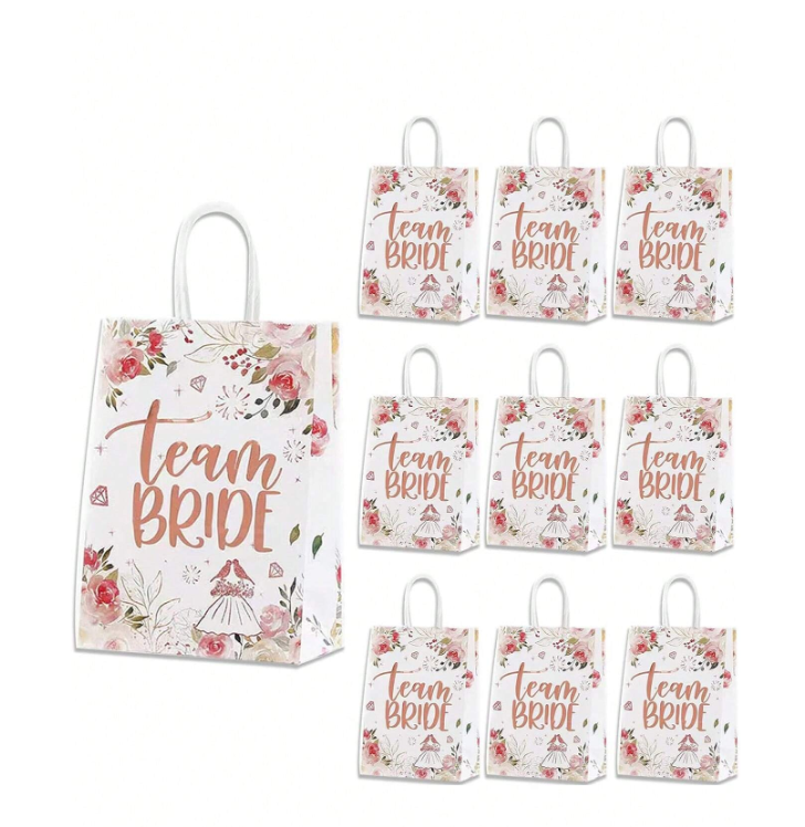 10pcs Floral Bride Team Bags