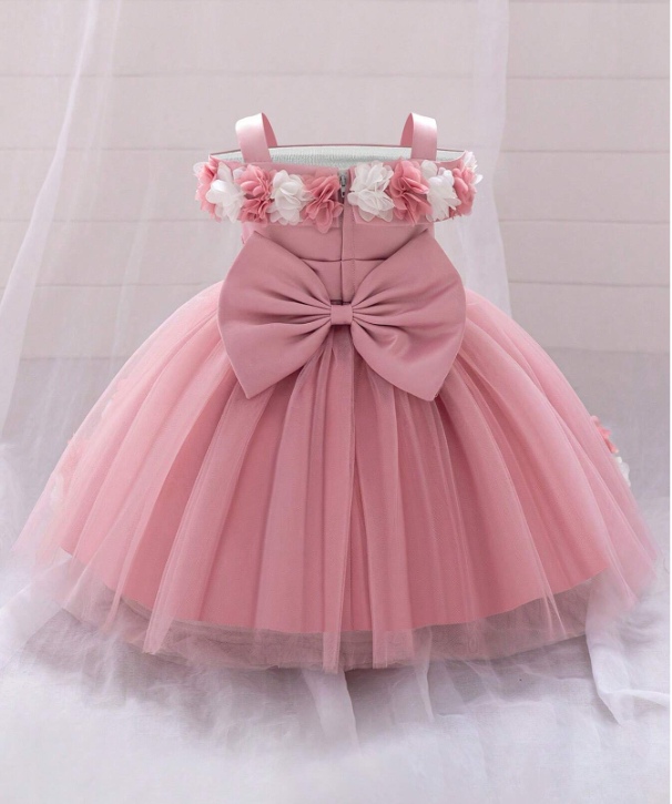 Baby Girls Floral Mesh Adorable Fluffy Birthday Party Dress