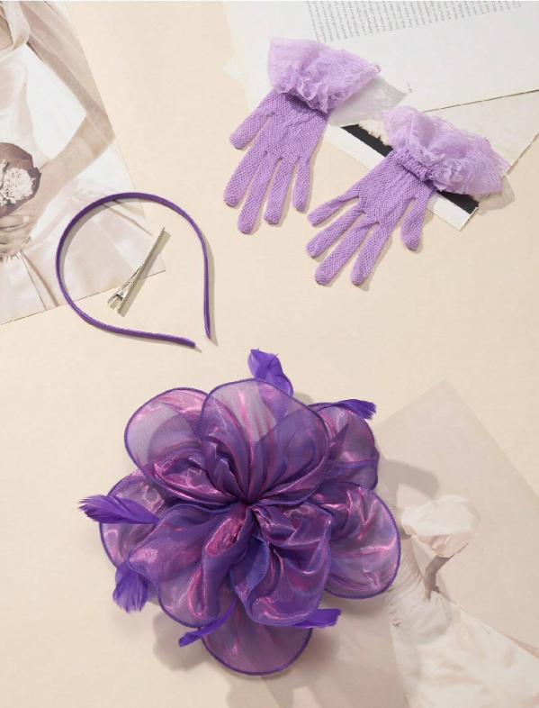 Tea Party Fascinator Set Purple