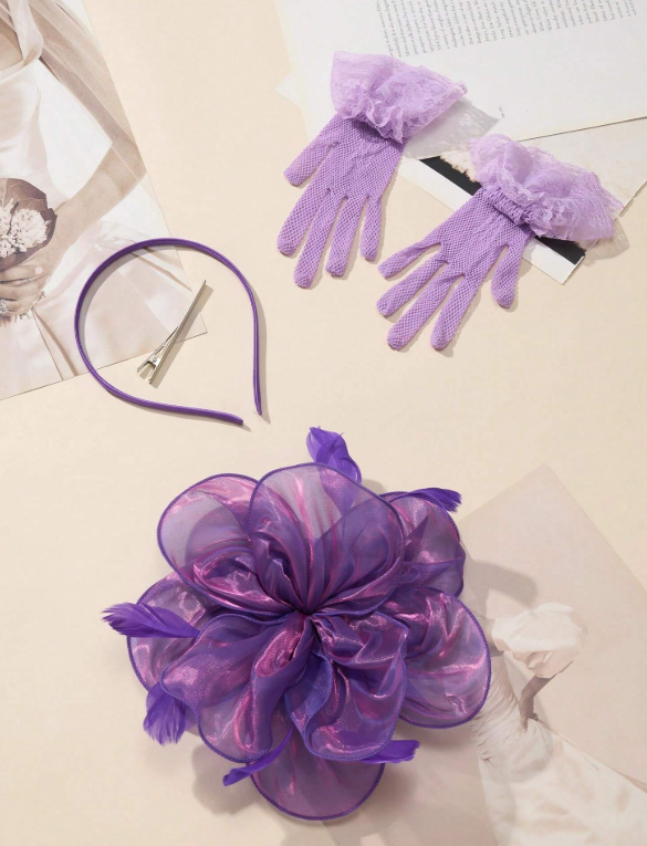 Tea Party Fascinator Set Purple