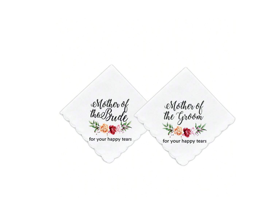 2 Pieces Mother Of The Bride And Mother Of The Groom Floral Handkerchief