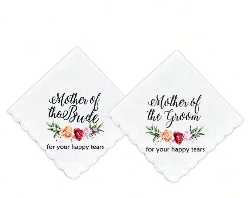 2 Pieces Mother Of The Bride And Mother Of The Groom Floral Handkerchief