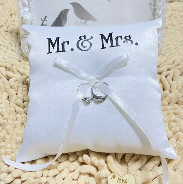 Mr & Mrs Wedding Ring Pillow