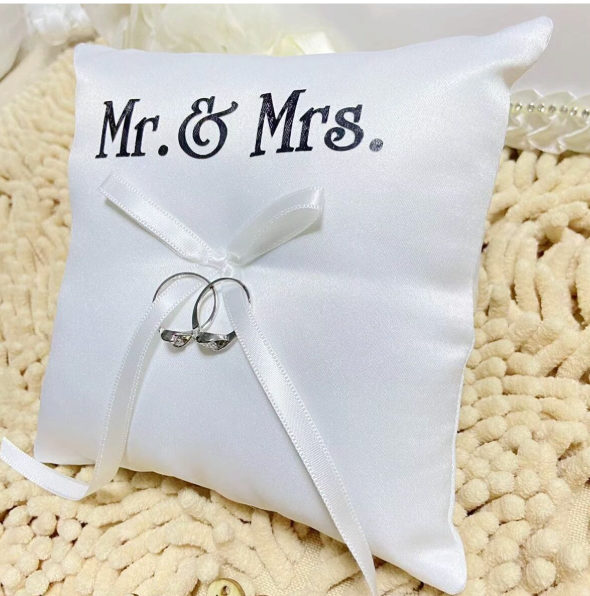 Mr & Mrs Wedding Ring Pillow