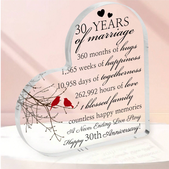 Heart Acrylic Plaque - 30th Anniversary