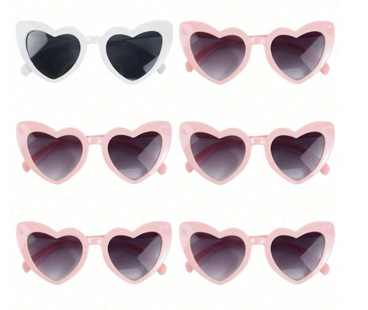 6 pairs Heart Shaped Glasses For Wedding Team - Pink