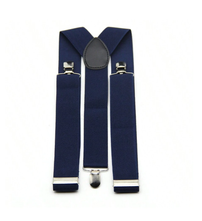 Mens Navy Solid Color Suspenders