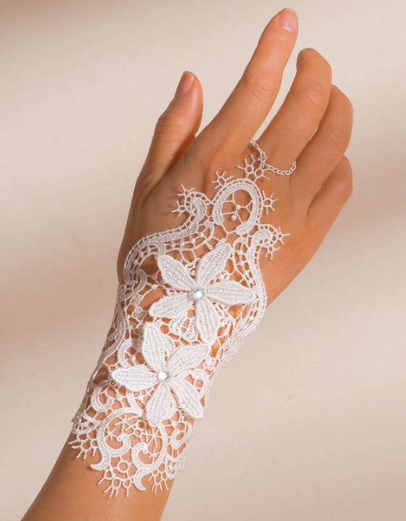 Floral Embroidered Delicate Bridal Gloves