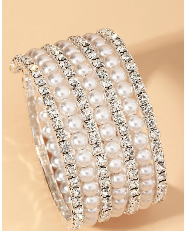 Faux Pearl Decor Bridal Bracelet